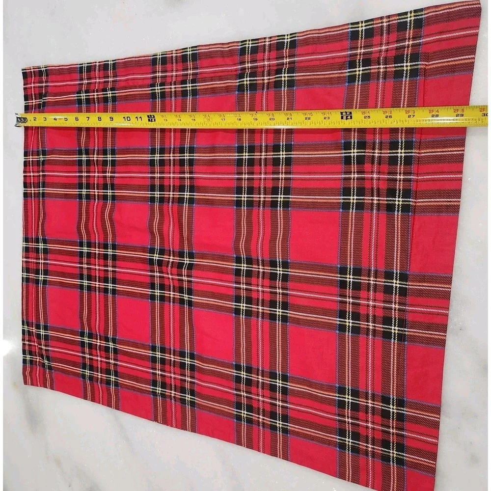 2 Red Royal Stewart Tartan Christma Plaid Standard Pillow Shams Zip 100% Cotton